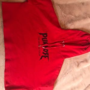 Justin Bieber world tour red cropped sweatshirt